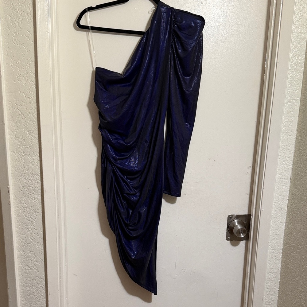 One-Shoulder Draped Purple Cocktail Dress